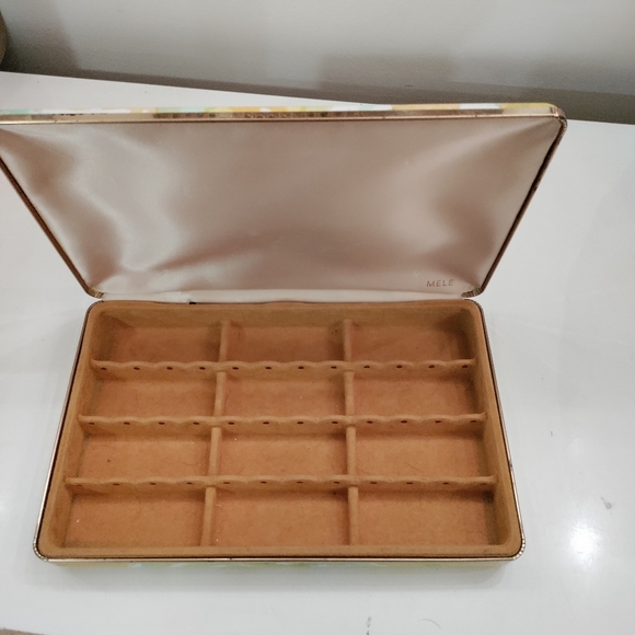 Vintage Retro MELE 1960s Yellow Floral Hinged Small Jewelry Case Box - Picture 2 of 6